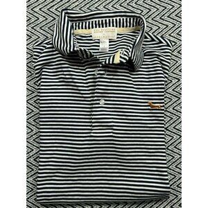 The Beaufort Bonnet Company Men's Polo Shirt M Black White Striped Cotton Embroi